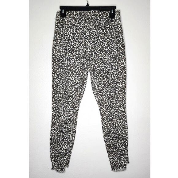 Current Elliott The Super High Waist Stiletto Snow Leopard Slit Step Hem Jeans - Picture 4 of 11